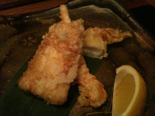 次は揚物。カレイ、京人参、白いか。