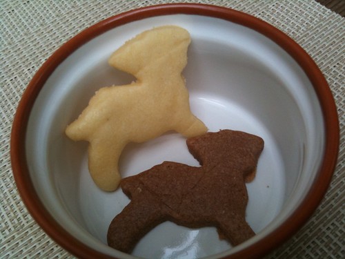 試食でいただいたクッキー。ヤギの形だそうです。