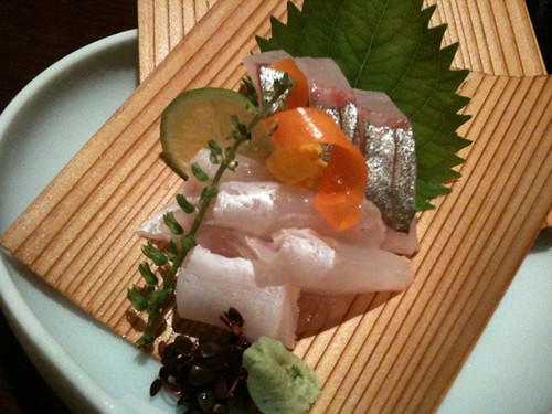 ヒラメとシマアジのお造り。