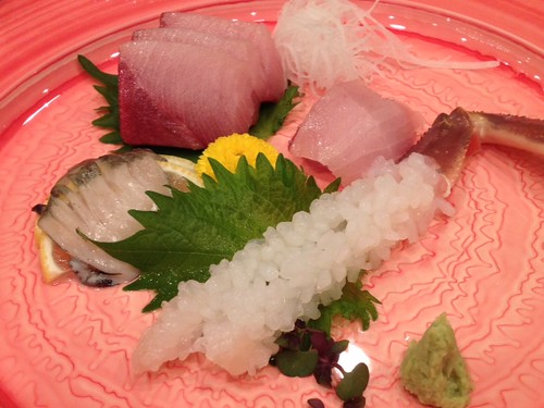 お造り三種盛り（松葉ガニ、寒ブリ、クロアワビ）＠京都・丹後PRフェアin東京