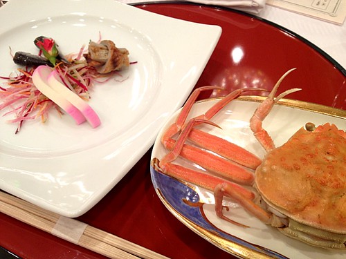 先付けの丹後特産品三品盛り＠京都・丹後PRフェアin東京