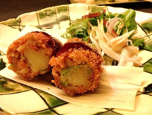桜えびと春キャベツのコロッケ@旬菜おぐら家