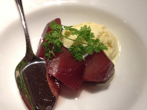 デザート。リンゴのコンポートとアイスかな@アルドアック