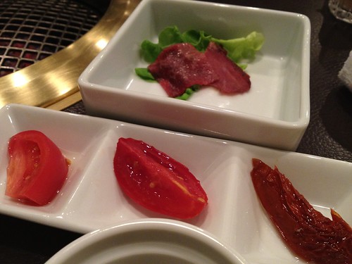 前菜は熟成トマトとビーフジャーキー＠格之進R