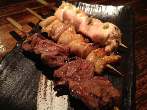 串盛り合わせ　とりはつ、皮、ささみ＠ちょいちょい