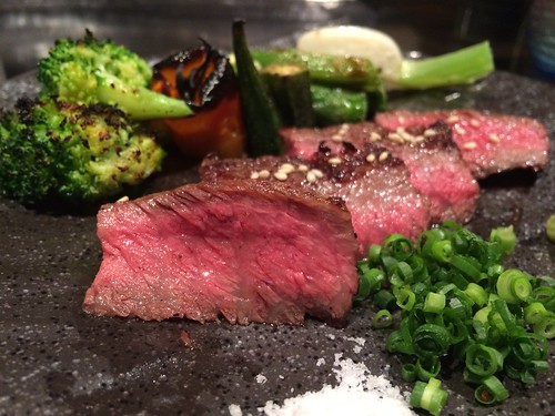 焼き物:米沢牛炙りステーキ 野菜添え@やさいと、