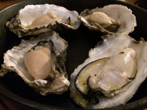 蒸し牡蠣のウォッカフランベ ガスパチョのソースを添えて@貝殻荘 サクラテラス店