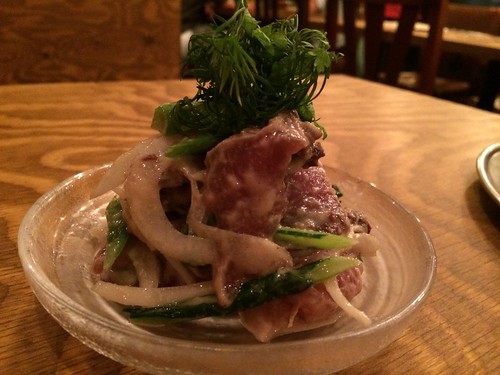 初カツオと菜の花の煮ジルふうなめろう 柚子胡椒のルイユ＠煮ジル