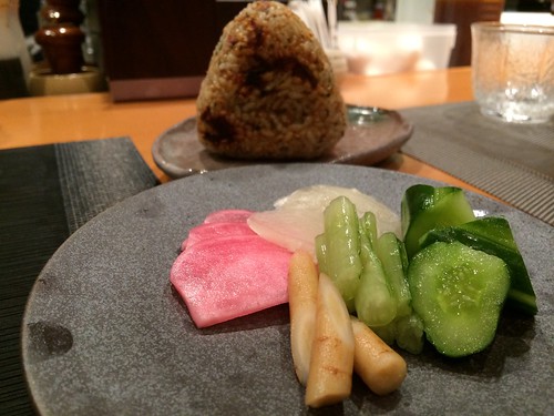 お漬け物と焼きおにぎり@楽庵